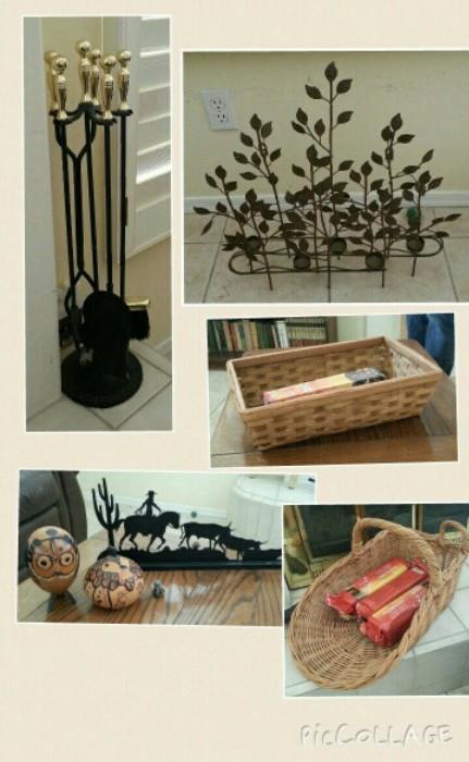 Fireplace Grille, Fireplace Tools, Firewood Carrier Basket, Gourds
