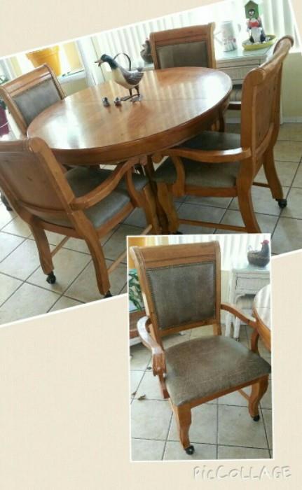 Dining Table w Leather Chairs on Castors