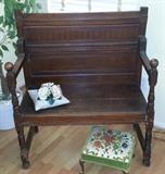 Parsons Chair, Vintage Stool, Needlepoint Stool