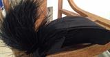 Vtg Velvet Hat w Ostrich Feathers 