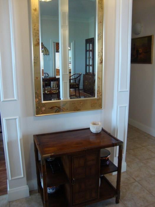 Gold Leafed Mirror Beveled and Hand Painted