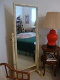 White Bamboo Style Cheval Mirror