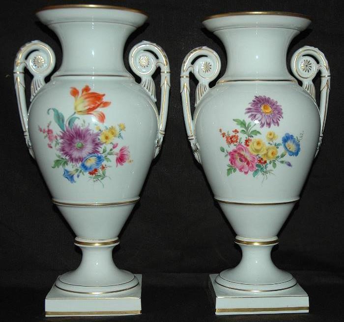 Matched Pair of Meissen Footed Urns,  late 19th century