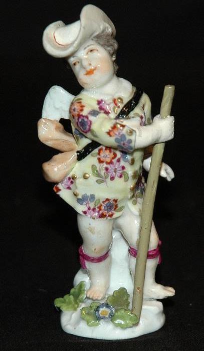 Rare Meissen Porcelain Figure of Cupid in the Guise of a Woodsman, 1700-1725