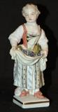 Meissen Porcelain Figurine, 1850, Young Girl with Apron Full of Grapes
