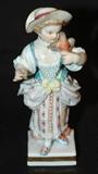 Meissen Porcelain Figurine, Girl Holding Bird, 1850