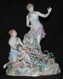 Meissen Porcelain Figural Group, circa 1850, 'Capture of the Tritons'