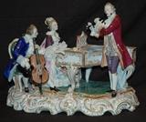 Volkstedt Figurine Musical Group incorporating Dresden lace, Circa 1900