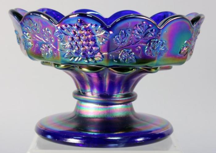 Iridescent Royal Blue Glass Scallop Edge Candy Bowl, 5" Tall with 7" Diameter   http://bid.auctionbymayo.com/view-auctions/catalog/id/7786/lot/1040382/?url=%2Fview-auctions%2Fcatalog%2Fid%2F7786%2F%3Fpage%3D1%26items%3D100