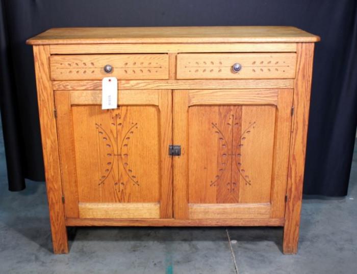Mid-Century Country SideBoard/Buffet Cupboard, Simple Carved Floral Design, Interior Country Shelves   http://bid.auctionbymayo.com/view-auctions/catalog/id/7786/lot/1040283/?url=%2Fview-auctions%2Fcatalog%2Fid%2F7786%2F%3Fpage%3D1%26items%3D100