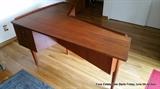Danish Modern Atomic Era Teak Boomerang Desk by Arne Vodder