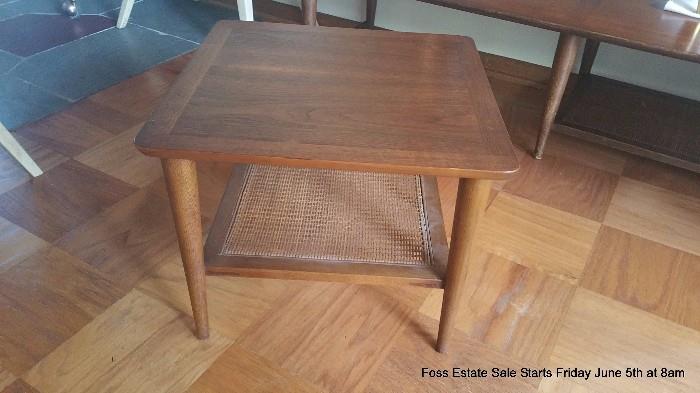 Lane Side Table with Caned Shelf.