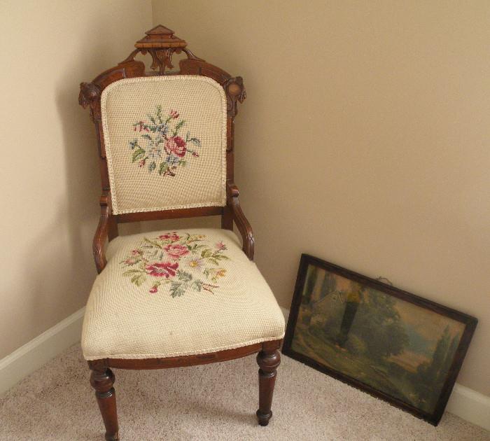 Pretty antique needlepoint chair