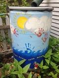 Hand-pained rain barrel