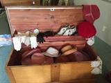 cedar chest, hats and gloves