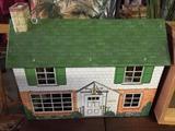 tin doll house and furniture