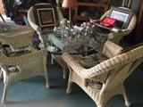 wicker table and 4 chairs