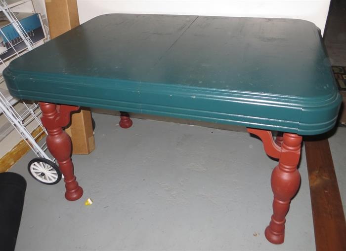Vintage table painted green