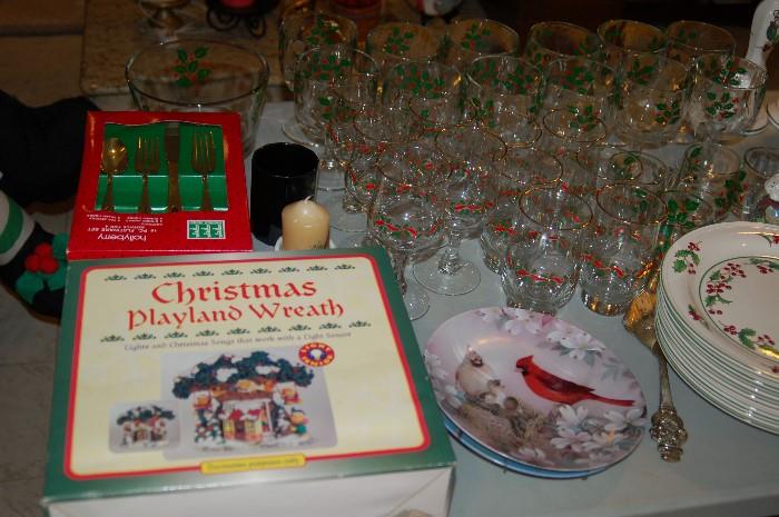 Christmas china and glassware