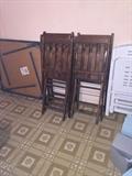 DARK WOOD FOLDING CHAIRS AND FOLDING TABLES