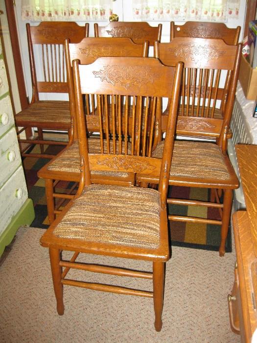 6 pressed back chairs, excellent condition
