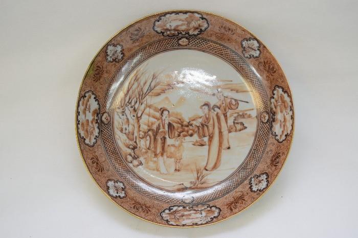 18th C. Chinese Export Ink Glaze Plate