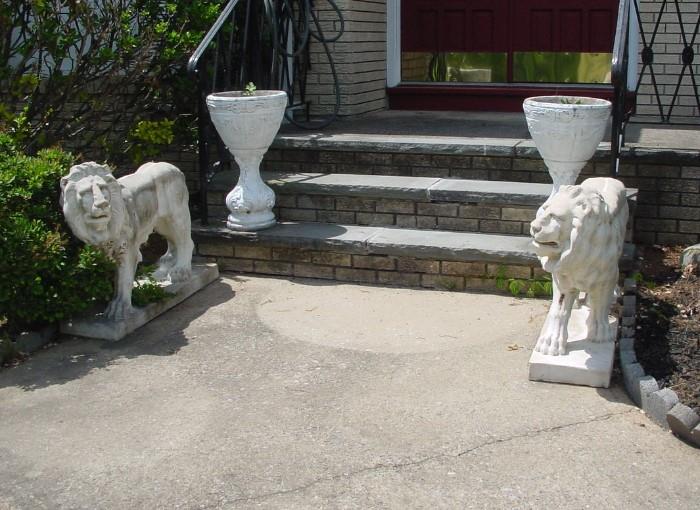 Cement Standing Lions