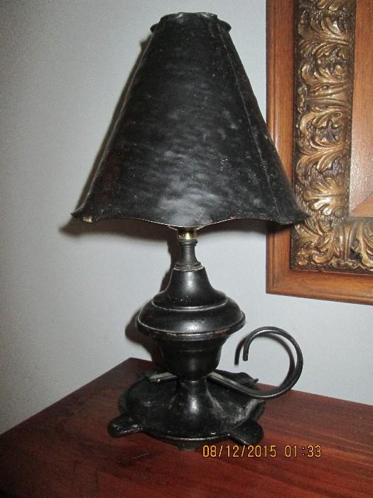 Whimsical hammered metal lamp 