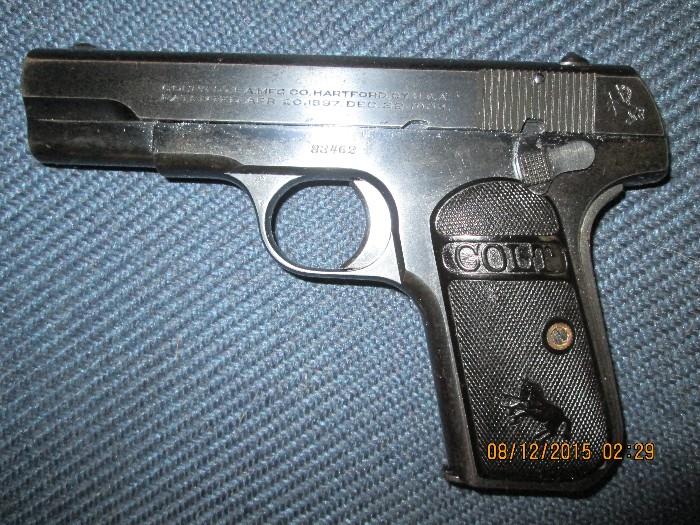 Colt .380 Semi-Automatic Model 1903.  We will be accepting bids on this item starting @ $500. through Saturday, August 22, 2015 @ 2:00 pm