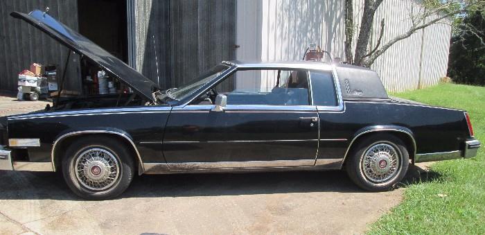 1985 Cadillac Eldorado-Biarritz.86,388 mi.  4100 V8, Runs, electric windows & doors, AM/FM radio w/ cassette, AC works (needs freon), needs hood shocks. Accepting bids starting @ $2000. through  Saturday, August 22 @ 2:00pm
