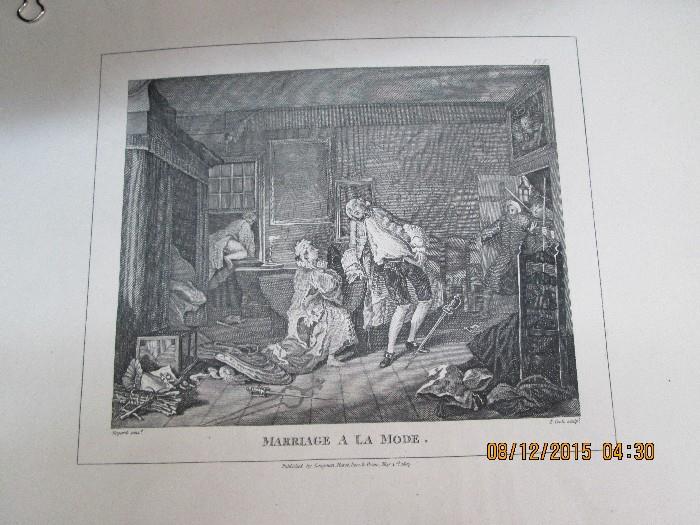 One of set of 6 etchings "Marriage A La Mode"