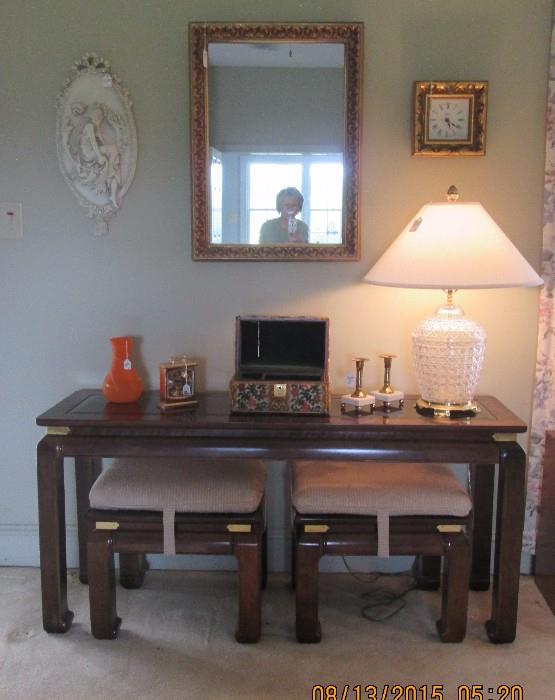 Oriental sofa table with 2 benches
