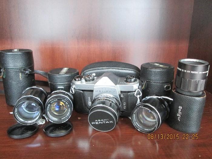 Pentax camera, various lens