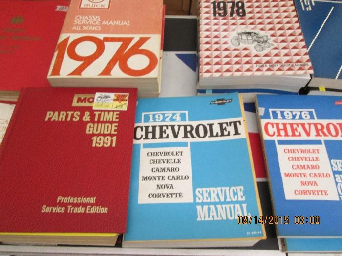 Various vintage car service manuals
