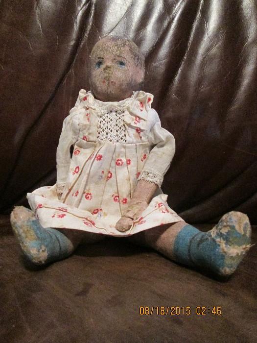 Another rare, MUCH loved, handmade "Alabama Indestructible Doll A/K/A Alabama Baby" circa 1904-1924.  Accepting bids starting @ $200. through Saturday, Aug. 22 at 2pm. This doll was appraised for $500. in 2013.  