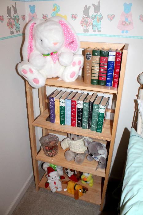 Bookcase and stuffed animals