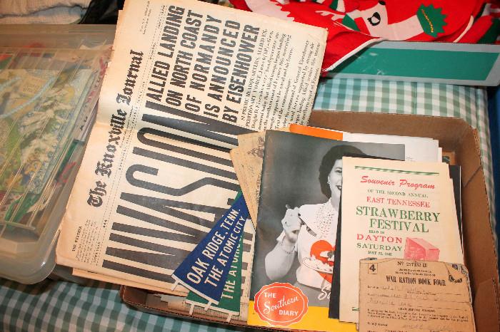 Box lot of old papers, booklets, and misc. ephemera