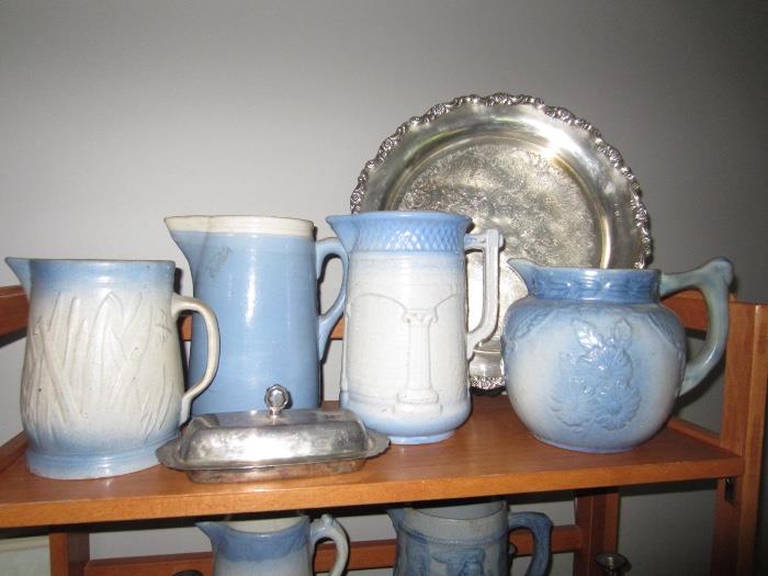 Collection of vintage salt glaze pottery