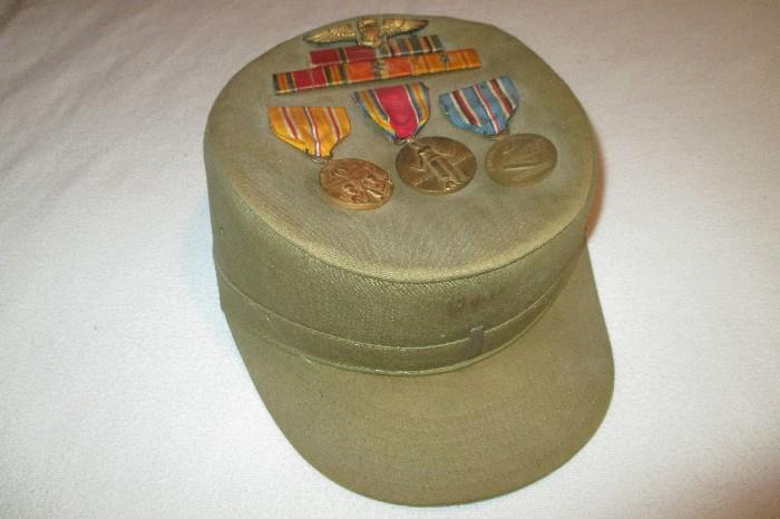 Military Hat with Campaign Metals