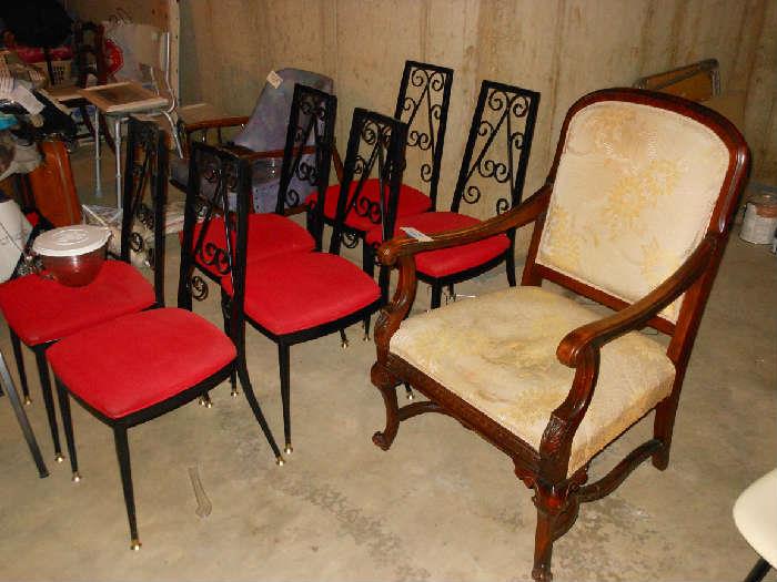 red  chair  set   and  vintage  chair