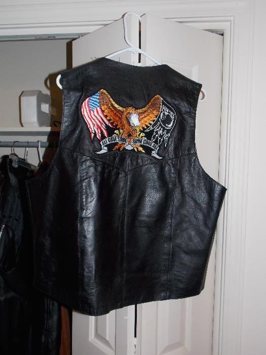 Leather vest, "Some gave all"