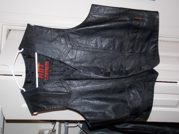front of ladies leather vest