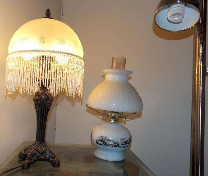 Lovely lamp, milk glass oil lamp