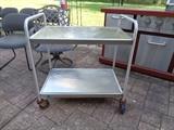Stainless steel rolling serving cart