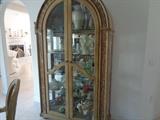 Curio cabinet with matching round glass top table & chairs