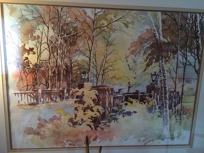 Original Watercolor by J. J. Gruzewski '87, commisioned artist by Cranbrook, MI and others 