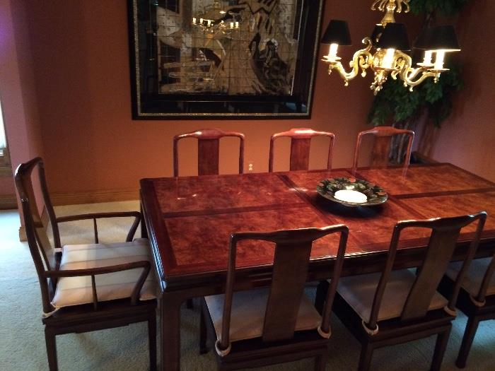 Henredon Formal Dining table and chairs "Imperial" finish and flawless. Seats 8 with extra leaf. It's a must see! 