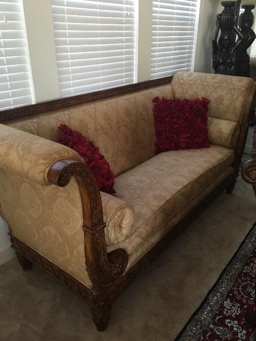Empire style fancy couch with matching cushions very classy
Min bid $250