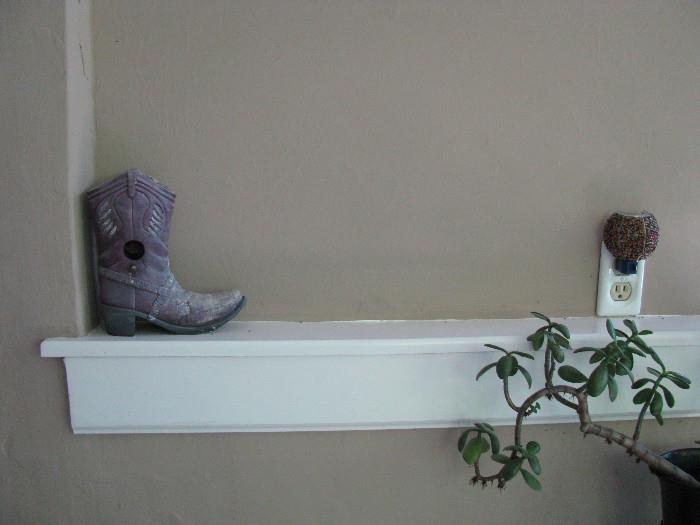 Cowboy decorative boot and nightlight.