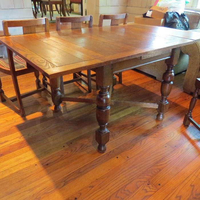 Antique Oak Trundle Table opened
